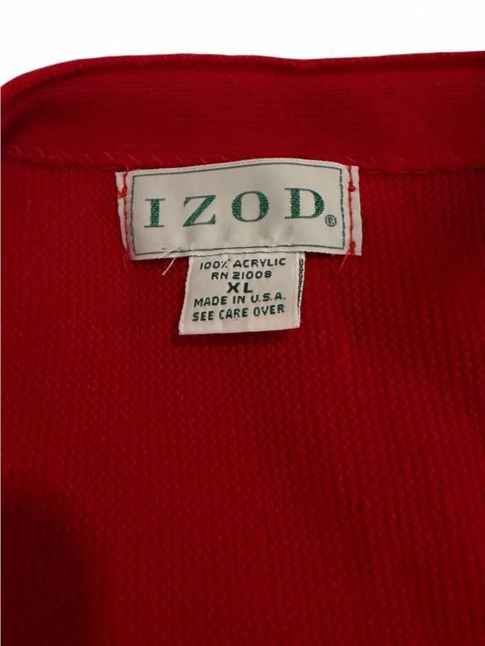 Izod Men's Red V-Neck Button Front Cardigan